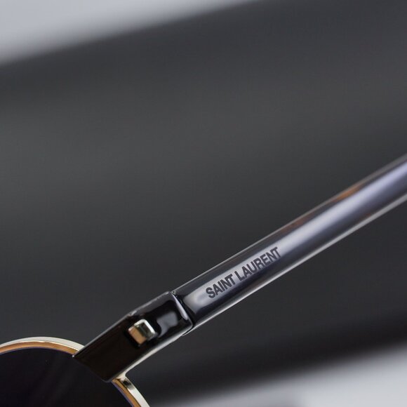 Saint Laurent SL707 004 Round Sunglasses - Gold & Havana/Blue - Picture 6 of 10